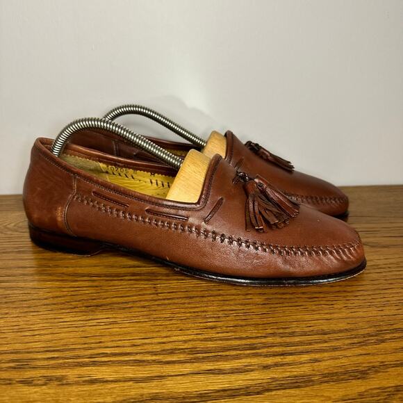 Magnanni Mens Casual Dress Shoes Soft Brown Leather Tassel Loafers Size 8 M - Picture 1 of 7